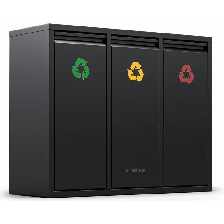 Klarstein Mülleimer Ordnungshüter 3, Mülleimer 3 Fach Treteimer Trash Bin Schwarz – Bild 3