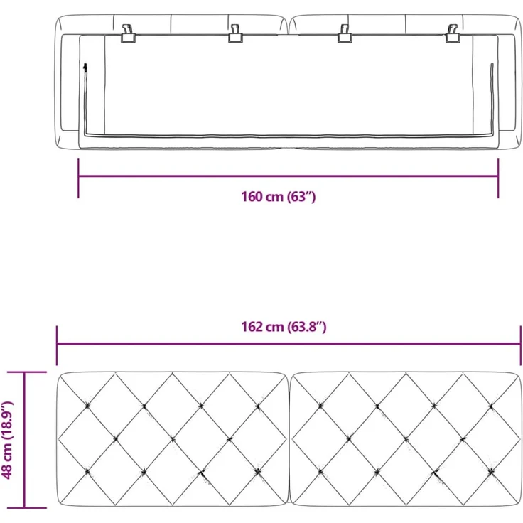 vidaXL Kopfteil-Kissen Rosa 160 cm Samt – Bild 9