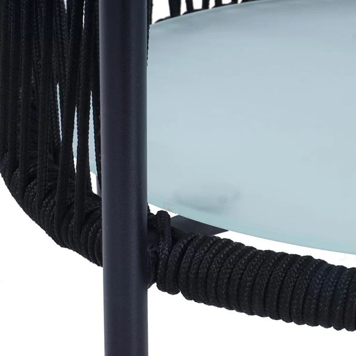 Balkonset Gartenset Bistro Set Gartenmöbel Set Outdoor Rope Sitzgruppe Schwarz – Bild 8