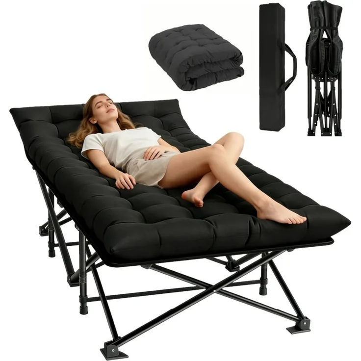 Toomoke Klappbett Klappbett mit Matratze 188×71 cm – Komfortables Gästebett bis 200 kg (faltbares Feldbett für Erwachsene) Campingbett mit Tragetasche für Zuhause, Gästezimmer & Outdoor