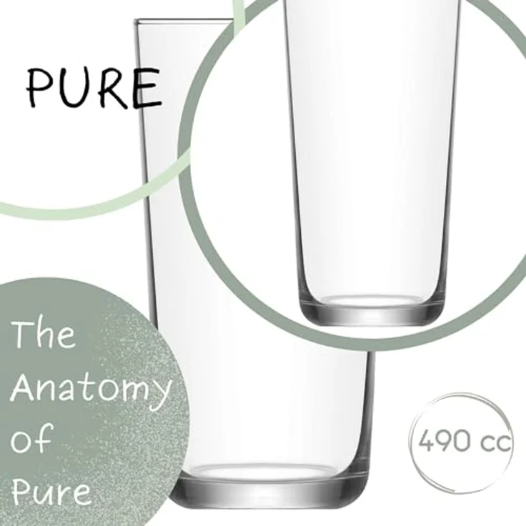 LAV Gläser-Set Assos Longdrinkglas, 6-tlg, Glas, 6er Set, 490ml, ideal für Longdrinks, Cocktails, Limonade – Bild 5