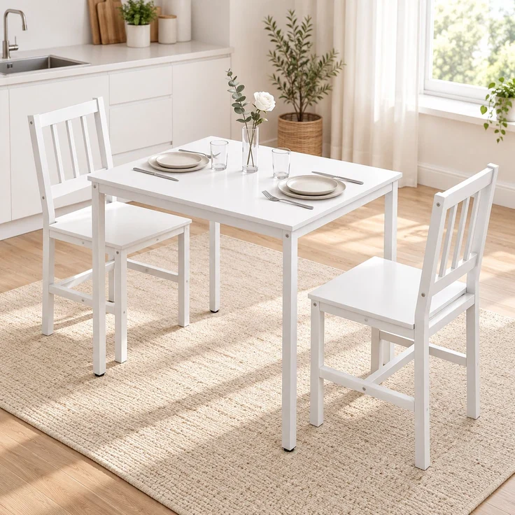 HOMCOM Essgruppe, MDF, Kohlenstoffstahl, Weiß, 80 x 60 x 75 cm – Bild 8