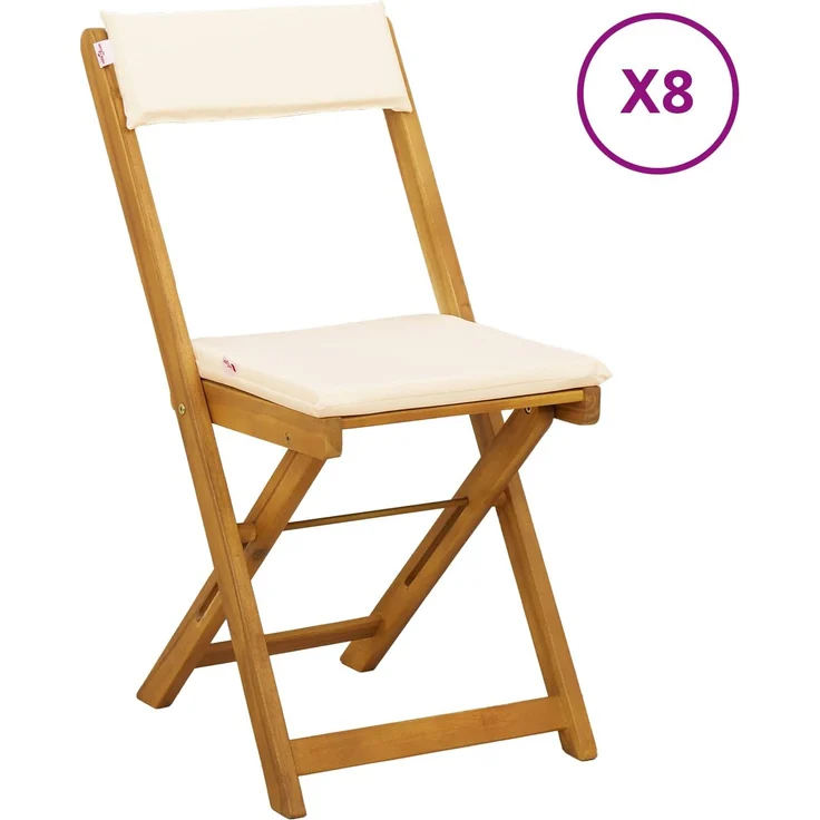 vidaXL Außen Bistro-Stühle 8 stk. Natur und Cremeweiß 3416288 – Bild 2