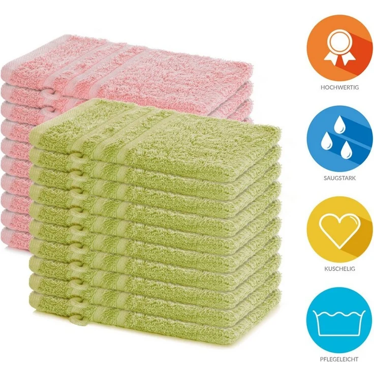 Lavea Waschhandschuh 20er Set Waschhandschuhe, 15 x 21 cm, Elena-Frottierserie, Waschlappen, (20-St), 500 g/m² Frottier, weich & saugstark, pflegeleicht – Bild 2
