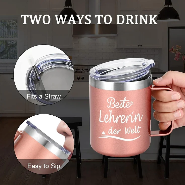 Livole Lehrerin Geschenk Tasse - Beste Lehrerin der Welt 12oz Edelstahl – Bild 4