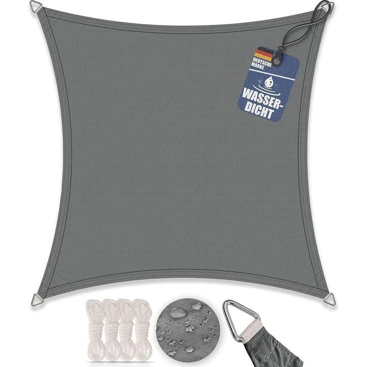 Sonnensegel aus 100% Polyester graphit, 2x2 m, Quadrat