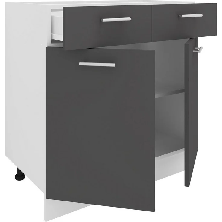 VCM Küchenmöbel Unterschrank Esilo 918683 Weiß / Anthrazit H. 82 x B. 80 x T. 46 cm – Bild 2