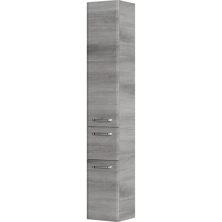 Hochschrank Atlanta / Alika, Holzwerkstoff, Metall, Grau, 30 x 186 x 33 cm