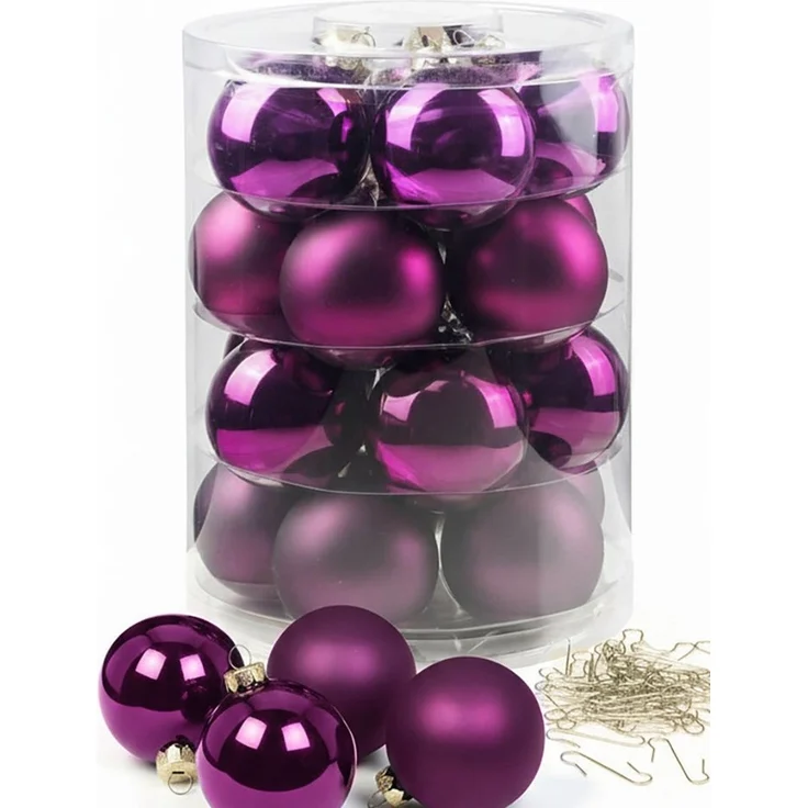 MAGIC by Inge Weihnachtsbaumkugel Weihnachtskugeln 20 Stk 6cm Purple Deluxe mit Haken – Bild 1