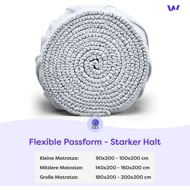 Wolkenfeld Spannbettlaken 100% Baumwolle - Superweiches Bettlaken für Matratzen von 5 bis 20cm, Jersey, Gummizug: rundum, (1 Stück), Rutschfest & Blickdicht - 90x200, 140x200, 160x200, 180x200 200x200 – Bild 2