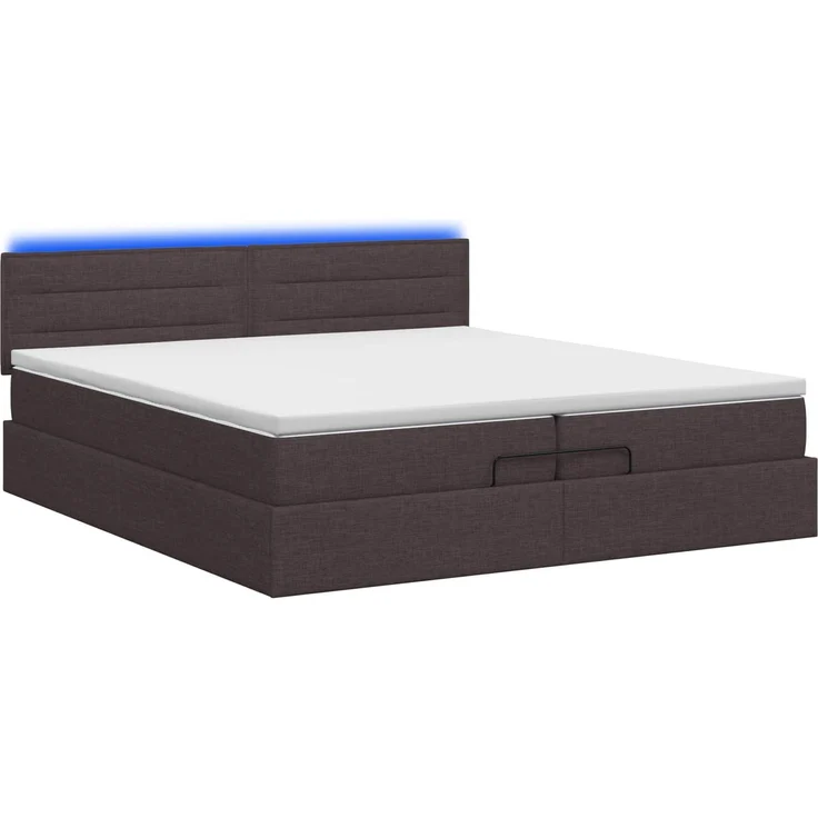 vidaXL Ottoman-Bett mit Matratze und LED Dunkelbraun 200 x 200 cm 3456853 – Bild 9