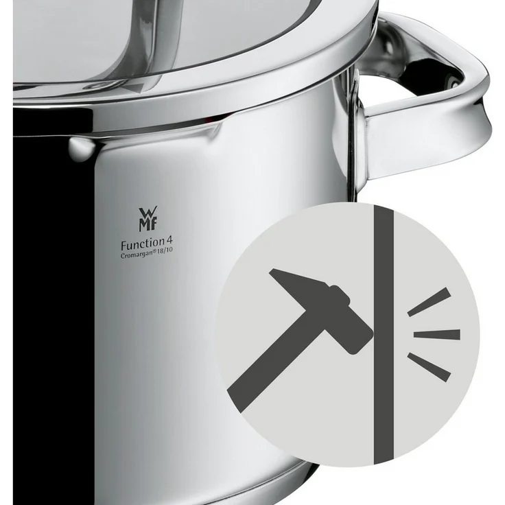 WMF Bratentopf Function 4 Advanced, Cromargan® Edelstahl rostfrei 18/10 (Volumen 4,1l, Höhe 9,5 cm), Glasdeckel mit 4 Abgießfunktionen – Bild 3