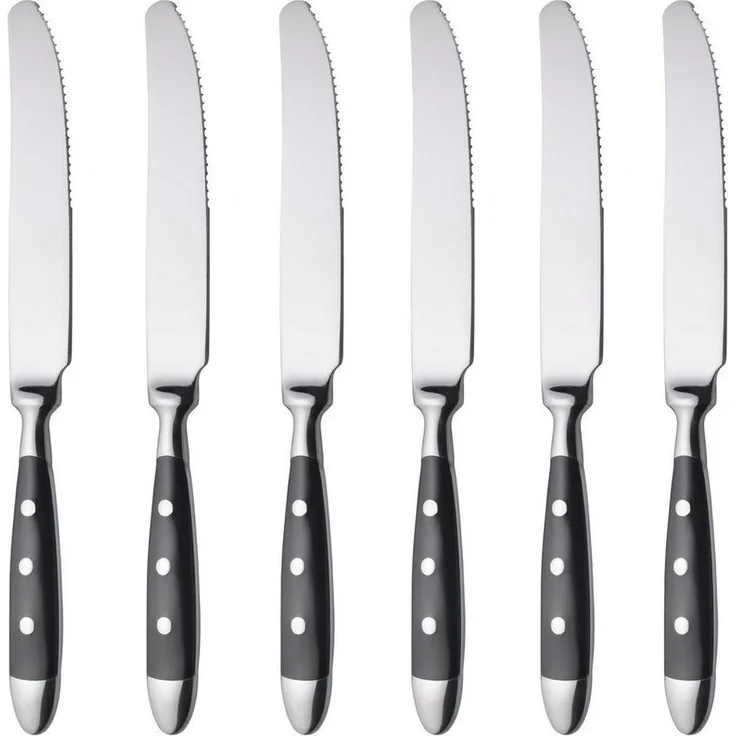 Tafelmesser, 6 Stück, Edelstahl, geschmiedet, Serie Nürnberg, schwarz