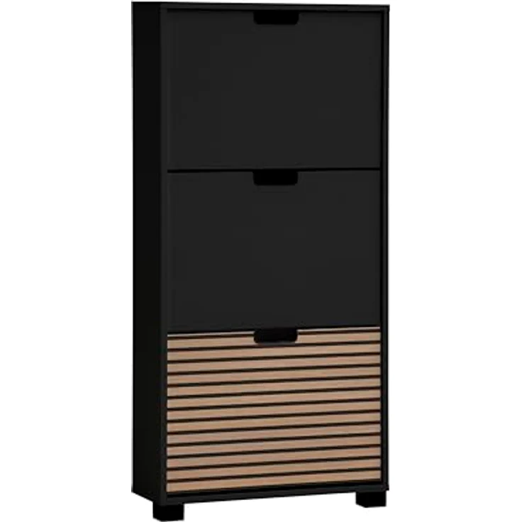 Schildmeyer Schuhschrank Schuhkipper Ryker 160033, Schwarzmatt/Akustikpaneel Optik, 59,8 x 19,5 x 124 cm – Bild 2