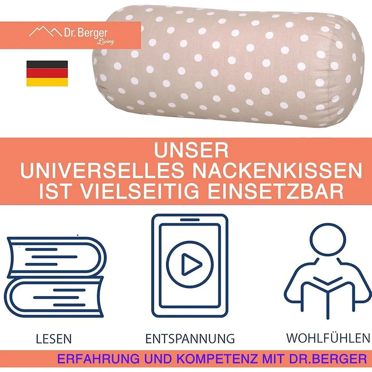 Original Dr. Berger Nackenrolle Tupfen Beige 40 x 16 cm – Bild 3