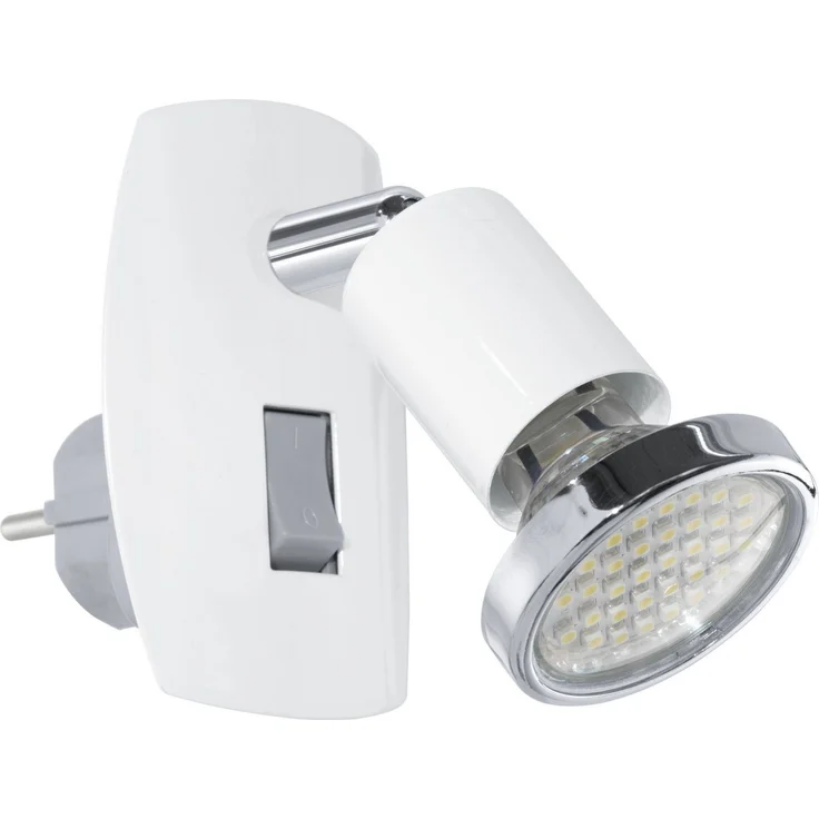 EGLO Steckdosenleuchte MINI 4 Steckerlampe - Stahl - GU10 - 1X2,8W - IP20, Ein-/Ausschalter, Leuchtmittel wechselbar, Steckdosenspot, Steckdosenstrahler, Schalfzimmerleuchte, L7 x H10 cm – Bild 2