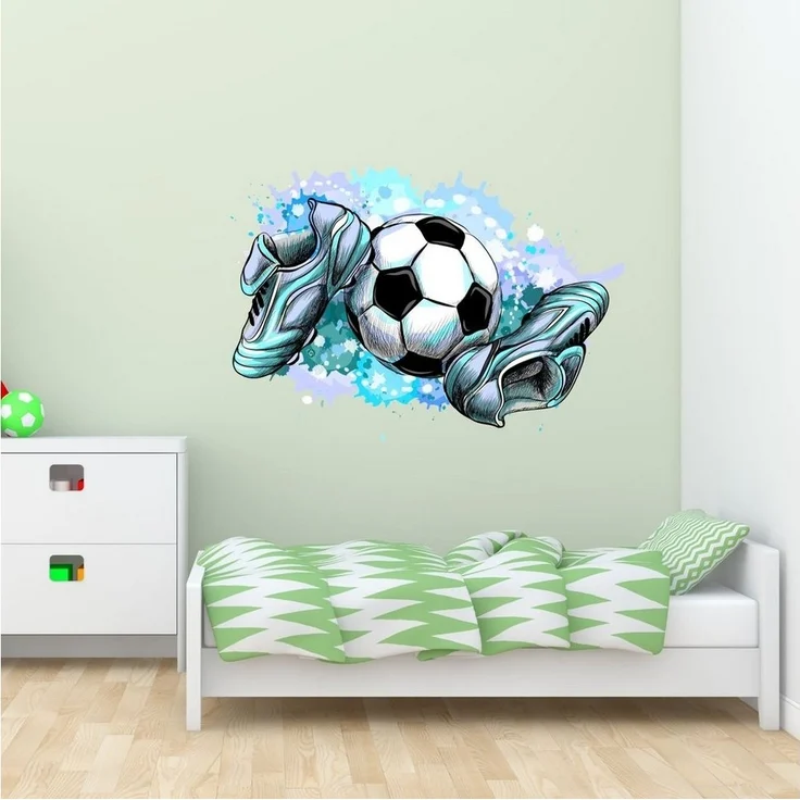 nikima Wandtattoo 187 Wandtattoo Fussballschuhe und Ball - Größe 370 x 500 mm (PVC-Folie), In 4 vers. Größen – Bild 2