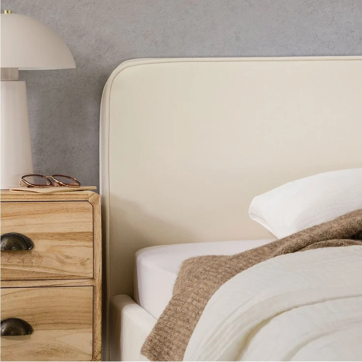 IDIMEX Polsterbett LAVORO, Bett 90x200 cm mit Lattenrost und weichem Stoffbezug, Einzelbett creme – Bild 2