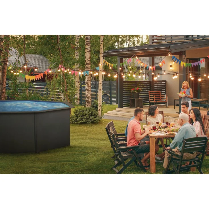 SwimFun Stahlwandpool rund Ø350 × H120 cm – Graphit Grau Familienpool Komplett-Set – Bild 4
