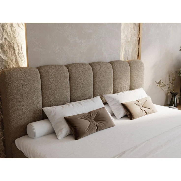 GRAINGOLD Cloud Boxspringbett 160x200, Bett mit Bettkasten, Bouclé-Stoff, mit Kopfteil, Braun – Bild 6