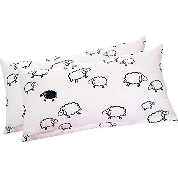 Heubergshop Kissenbezug, (2 Stück), Seersucker, 2er Set in 40x80 cm - Schafe in Weiß und Schwarz (99/2)