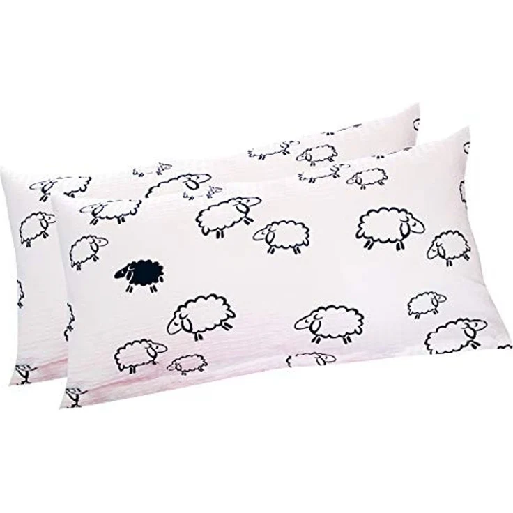 Heubergshop Kissenbezug, (2 Stück), Seersucker, 2er Set in 40x80 cm - Schafe in Weiß und Schwarz (99/2)
