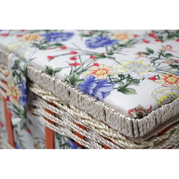 Kobolo Nähkorb Nähkästchen eckig mit Blumenmuster und Griff (mit Organisationseinsatz) – Bild 4