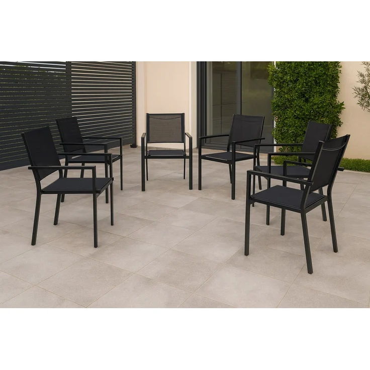 Gardissimo SPACE 6x Alu Stapelsessel Textilenbezug Sessel anthrazit – Bild 3