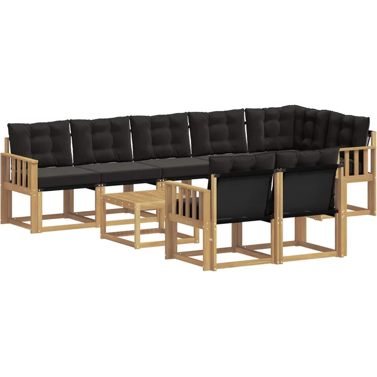 vidaXL Outdoor-Sofagarnitur 9 stk. 8-Sitzer Weiß und Schwarz 3389618 – Bild 2