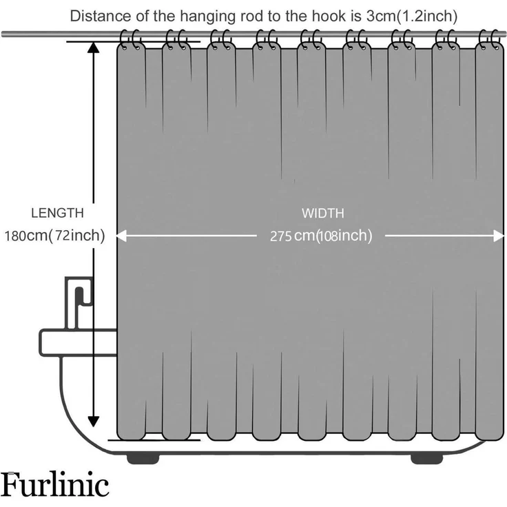Furlinic Duschvorhang Überlänge Antibakteriell Wasserdicht 275x180cm Minzgrün – Bild 6