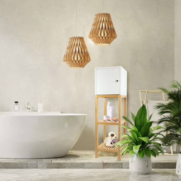 osoltus Badschrank Badregal 114 cm Kobe Bambus / Weiß – Bild 2