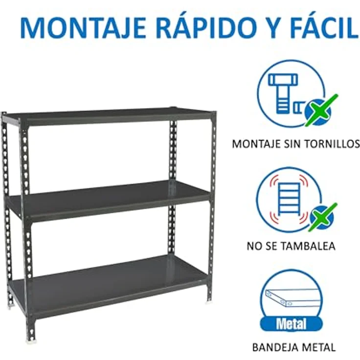 Simon Rack Schwerlastregal, 1000 x 900 x 300 mm, Bis 180 kg Belastbar, 3 Verstellbare Ablagen, Kellerregal, Lagerregal, Anthrazit - Simonclick – Bild 6