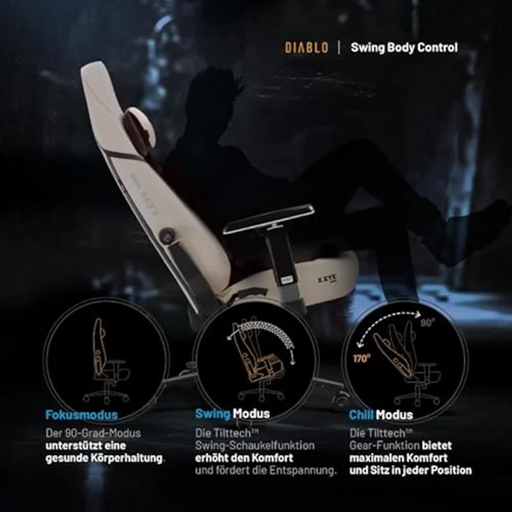 Diablo Ergonomischer Gaming Stuhl Stoff X.Eye Prime Pc Stuhl mit Magnet-Kopfstütze Gaming Sessel Kühlfunktion Gaming Stuhl Ergonomisch Strapazierfähiger Stoff Gaming Chair 140 kg Desert Storm – Bild 13