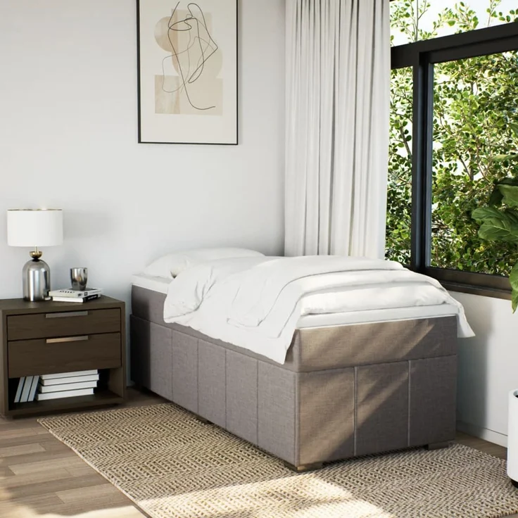 vidaXL Boxspringbett mit Matratze Taupe 80x200 cm Stoff 3285432 – Bild 3