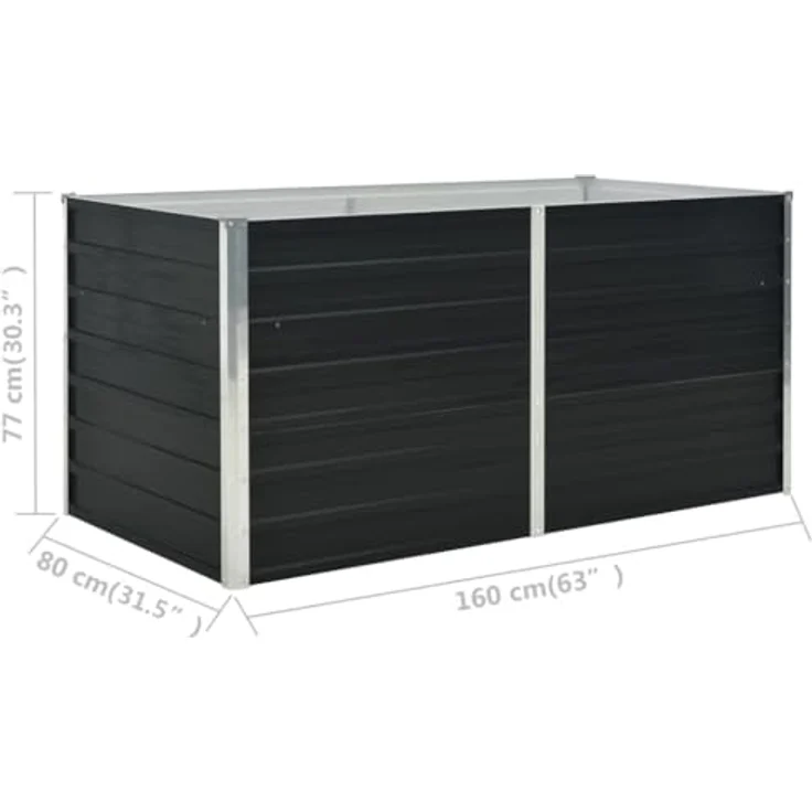vidaXL Hochbeet Pflanzbeet Frühbeet Gartenbeet Pflanzkübel Pflanzkasten Blumenkasten Gemüsebeet Blumenbeet Anthrazit 160 x 80 x 77 cm Verzinkter Stahl – Bild 8
