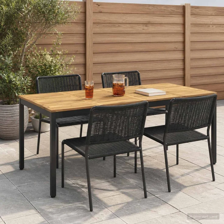 vidaXL Gartentisch NAARDEN Weiß und Schwarz 196 x 100,5 x 75 cm 3394426 – Bild 1