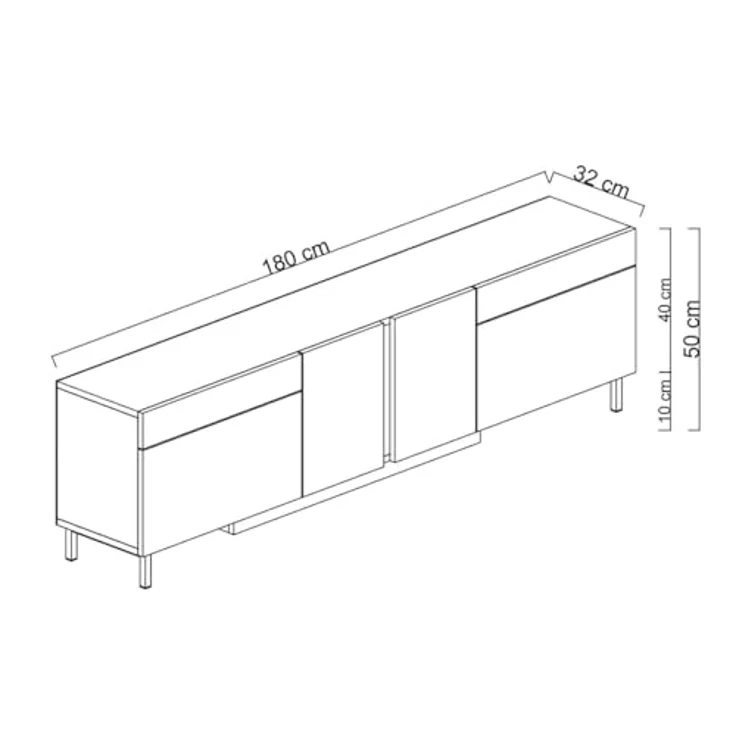 Moderner TV-Ständer mit LED-Beleuchtung, Travertin-Optik, 180 cm | 100% melaminbeschichtet, Metallbeine, RGB-Fernbedienung | Stilvolles und funktionales Design – Bild 8