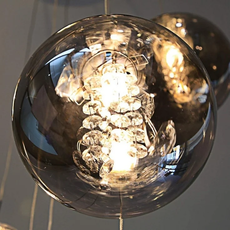 Nettlife Pendelleuchte G9 Deckenlampe 3-flammig Bernstein/Grau Glas Industriestil, Höheverstellbar, LED wechselbar, Warmweiß, für Küchen Wohnzimmer Schlafzimmer Flur – Bild 3