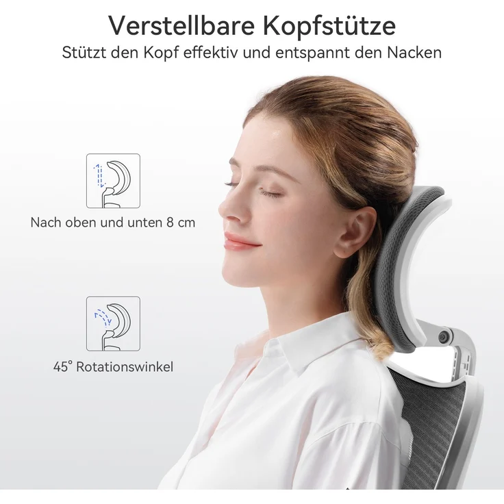 Sihoo Ergonomischer Stuhl M18, 130 x 74 cm, weißer Rahmen + graues Netzgewebe – Bild 2
