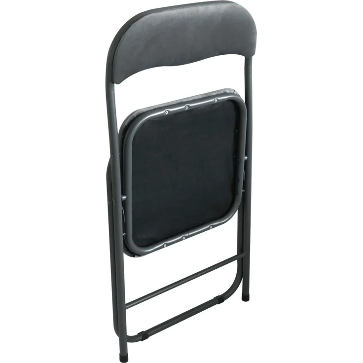 Metall Klappstuhl mit Samtbezug grau gepolstert Beistellstuhl Camping – Bild 6