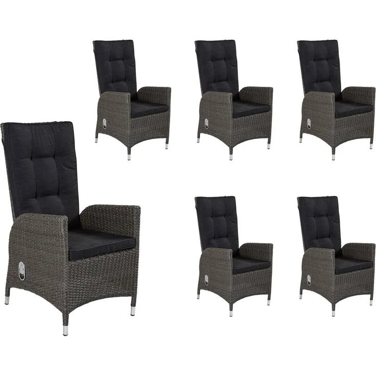 LC Garden Gartenstuhl LC Garden »Barcelona« Gartenstuhl grau-mix Gartensessel (6 St)