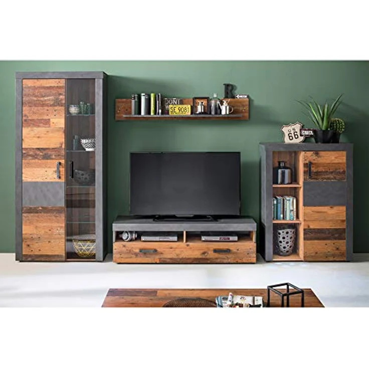 trendteam smart living IndyWohnen:Ko. GraphitGrauMatera-Old Wood NB,Fr. Old Wood NB,Abs. Graphit Grau Matera NB,Anbauwand – Bild 4