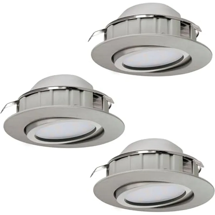 Eglo 95859 Hochvolt LED Einbauleuchte PINEDA Ø 8,4cm dimmbar in nickel-matt 3000K schwenkbar