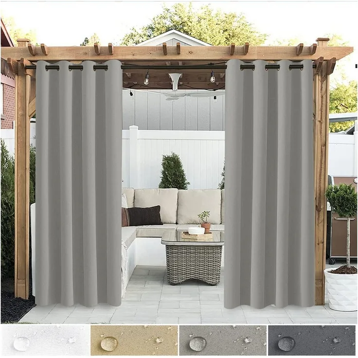 Jibenhome Outdoorvorhang Outdoor Vorhang Wetterfest mit Ösen, Sonnenschutz & Sichtschutz, (1 St), Outdoor Gardinen Wasserdicht für Terrasse, Balkon, Pavillon