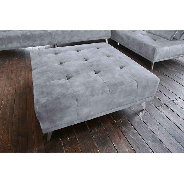 KAWOLA Sofa WIOLO Ecksofa velvet mit Hocker grau 80 x 350 x 350 cm – Bild 5