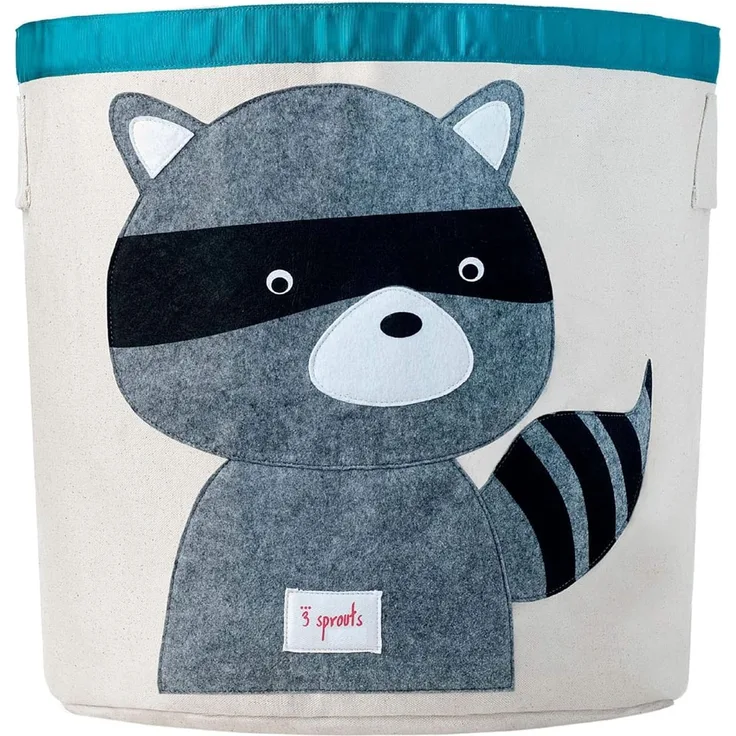 Aufbewahrung im Kinderzimmer | Grosse Waschbär Spielzeugtasche, 43x43,5 cm, von 3 sprouts