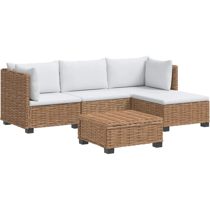 vidaXL 5 Stk. Rattan-Lounge-Set mit Kissen GENDT Naturrattan Natur 3429848 – Bild 2
