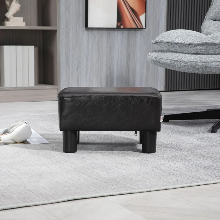 Fußhocker in Braun mit gepolsterter Sitzfläche und Kunststofffüßen, 1 Stück,H 24 x T 40 x B 30 cm – Bild 2