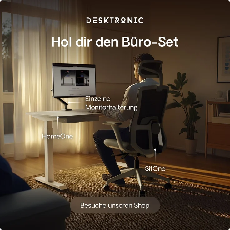Desktronic HomeOne Elektrisch höhenverstellbarer Schreibtisch 140x70cm Weiß/Weiß mit Memory-Funktion, Anti-Kollisions Technologie, USB-A und USB-C-Ladeanschlüssen – Bild 9