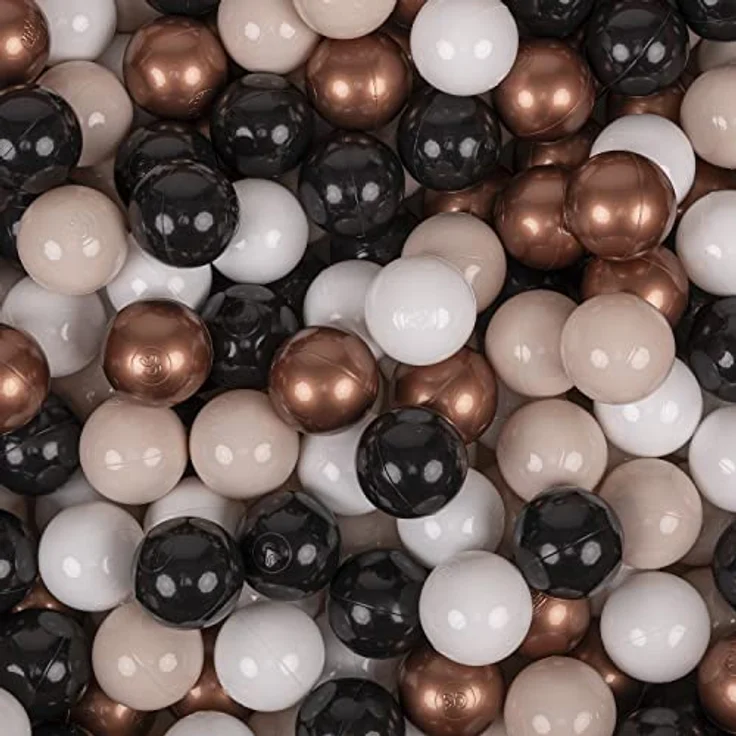 Selonis Laufstall Mit Korb Und 400 Bälle Laufgitter Für Kinder, Beige:Pastellbeige/Kupferrot/Weiß/Schwarz – Bild 3